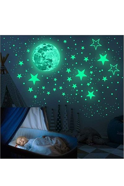 Generic RATSAW Glow In The Dark Stars Wall Stickers 433Pcs Glow Stars And Moon Decals Ceiling Stars Glow In