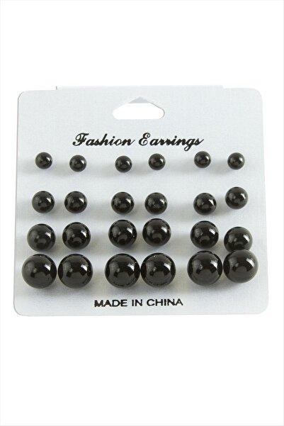 ZERO LAND Hn-Shop Carded Pearl Earrings 30 Pieces-Black
