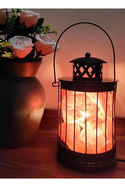 M.A Traders Steel Lantern Himalayan Pink Salt Lamp – 5kg Big Size | for Air Purification & Home Décor