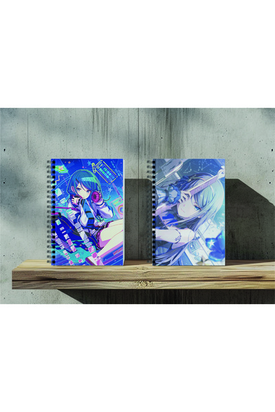 nihonwosekai 2Pcs A5 Size Unlined 50 Sheets Anime Spiral Notebook Hatsune Miku Pjsekai Colorful Project Sekai