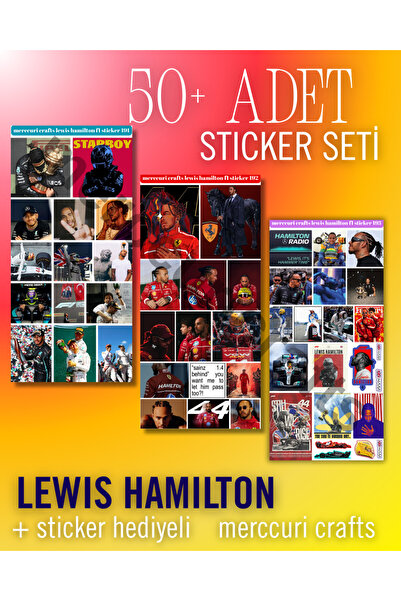merccuri crafts Lewis Hamilton Sticker Seti (50+ adet Yüksek Kaliteli) - Deft...