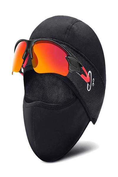 Generic SYOSI Winter Cycling Caps Under Helmet Thermal Fleece Beanie Hat with Face Cover for Men and Women