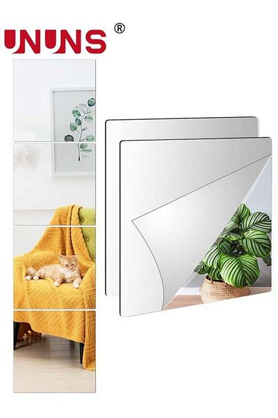 Generic UNUNS 3D Mirror Wall Sticker Tiles,Non-Breakable Acrylic Full Length Wall Mirror Tiles,40cm x40cm 3