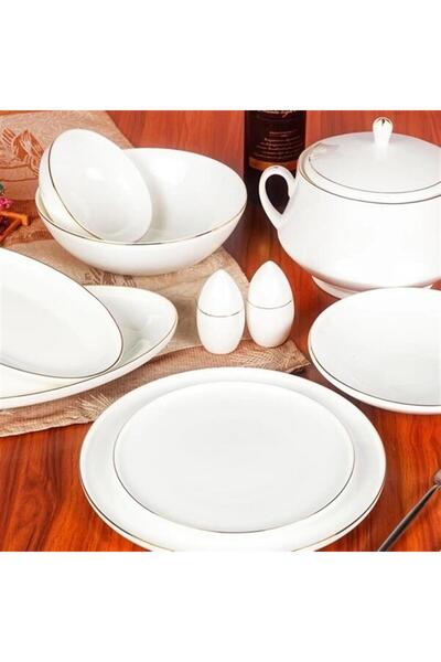 şirineşyalarım Gold Shine Bone China 12 Kişilik 55 Parça Porselen Yemek Takımı