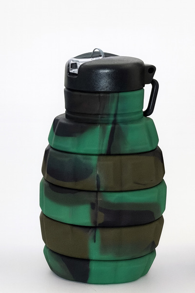 Mersi SHOP Kamp Tipi Portatif Askeri Desenli Silikon Su Şişesi 500 ml – Katlanabilir Spor Matara