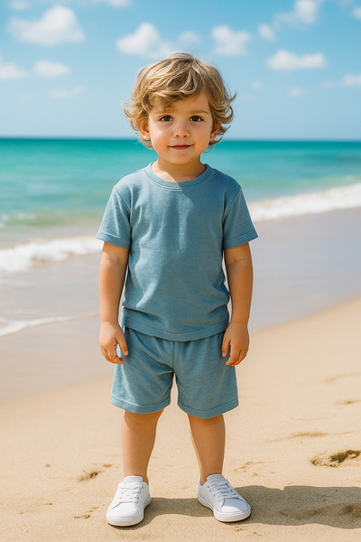 mb kids Basic Girl Boy Summer Shorts Set with Threaded Shorts