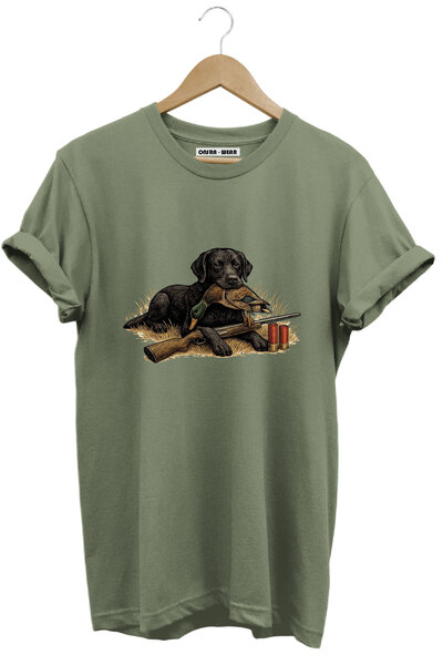 onsrawear Hunting Black Labrador Hunting Dog Duck Hunting Printed Unisex 100% Cotton Basic T-Shirt