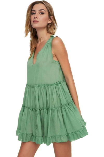 PayBuy Mini rochie cu dungi pentru femei, cu decolteu în V, din bumbac, de va...