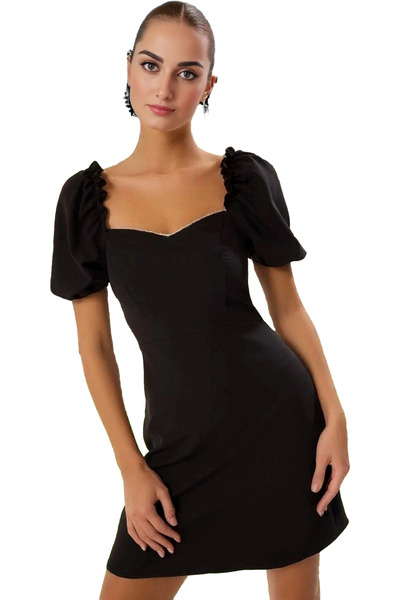 PayBuy فستان نسائي قصير مزين بالأحجار منسوج من فينيسيا للكوكتيل الصيفي للاستخدام اليومي، مادة عالية الجودة