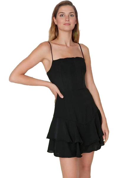 PayBuy Kadın A Kesim Mini Şifon Abiye Elbise Balen Detaylı Yazlık Özel Günler...