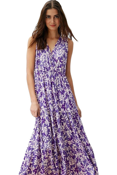 PayBuy Rochie maxi cu decolteu în V cu modele florale pentru femei. Potrivire...