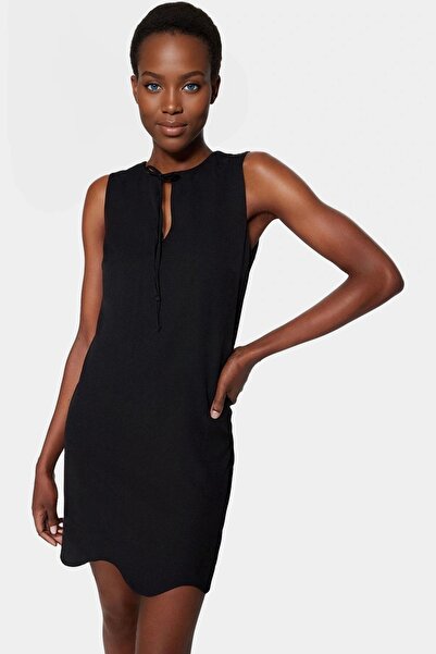 PayBuy Kadın Mini Bisiklet Yaka Elbise Finike Dokuma Yazlık Ofis Stili Yaz Aylarının Vazgeçilmezi