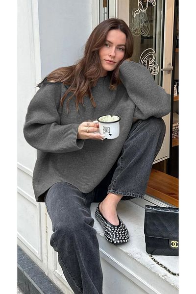 Noi Belis Wide Fit Soft Textured Crew Neck Sweater Aw25Kz0001