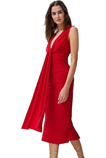 PayBuy Γυναικείο βραδινό φόρεμα με λαιμόκοψη V με μήκος μίντι πλεκτό φόρεμα Ε...