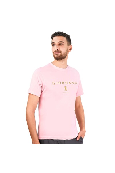Giordano Men's Slim Fit Cotton Jersey Signature Print Tee