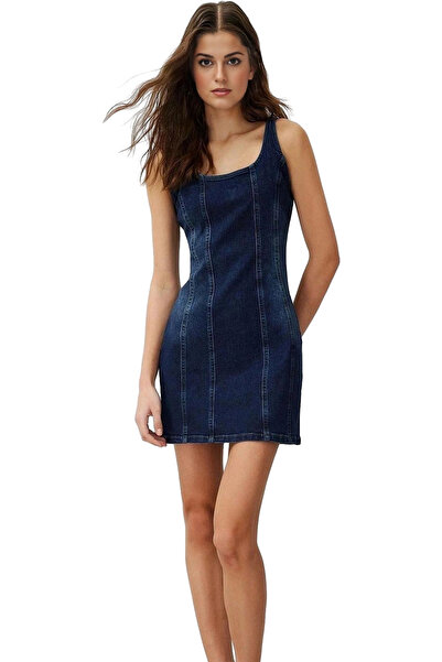 PayBuy Rochie mini ajustată din denim pentru femei, cu decolteu, ocazional, s...