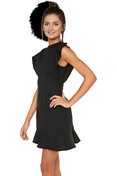 PayBuy Mini rochie de damă cu volane, cu decolteu, țesătură țesătă, design el...