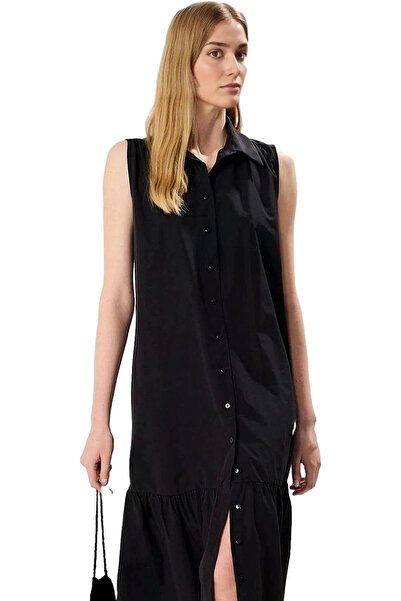 PayBuy Rochie cămașă din bumbac țesut de lungime midi pentru femei, model confortabil, stil casual, indispensabil vara