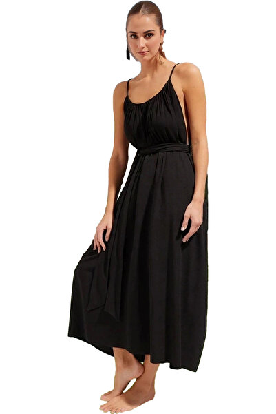 PayBuy Γυναικείο μάξι φόρεμα με τσαλακωμένη υφή με δεμένη μέση Καλοκαιρινή πα...