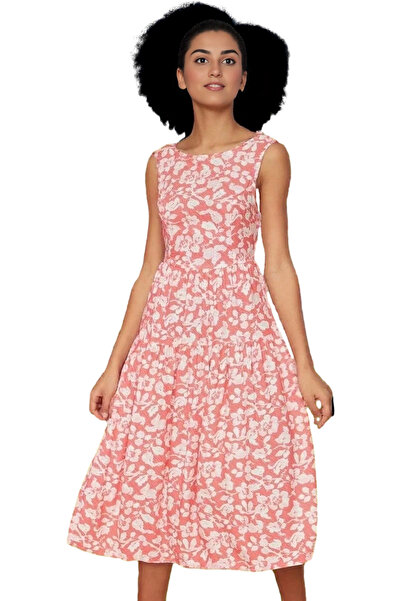 PayBuy فستان نسائي متوسط ​​الطول منقوش بالزهور من نسيج الفسكوز للاستخدام اليو...