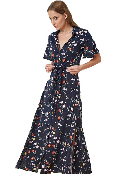 PayBuy Rochie cămașă midi cu imprimeu floral pentru femei Țesătură vâscoasă C...