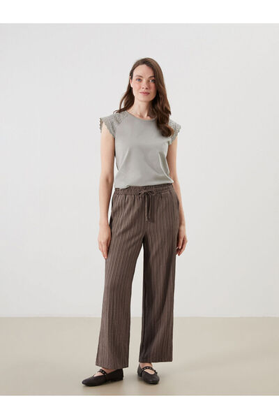 LC Waikiki Rmz Gi̇yi̇m Farkiyla Women's Textured Pants with Waist Cord