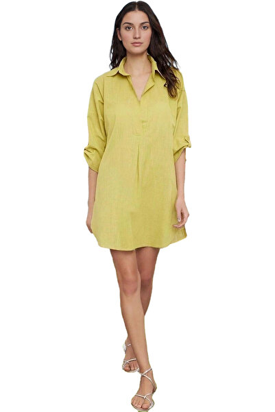 PayBuy Γυναικείο μίνι βαμβακερό φόρεμα παραλίας με λαιμόκοψη V, άνετο καλοκαι...