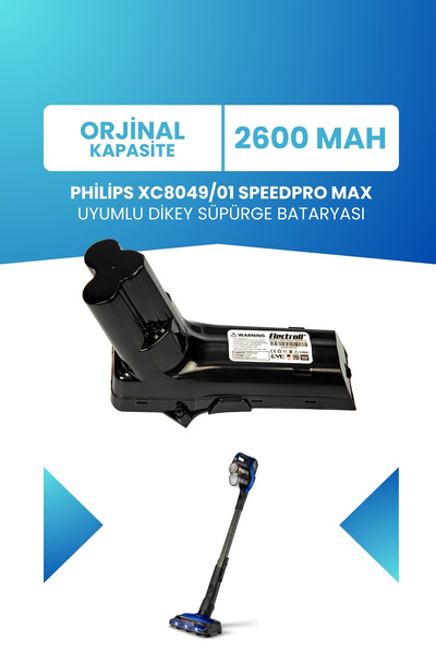 ELECTROLL Philips 8000 Serisi XC8049/01 SpeedPro Max Uyumlu Batarya 25.2 V 26...