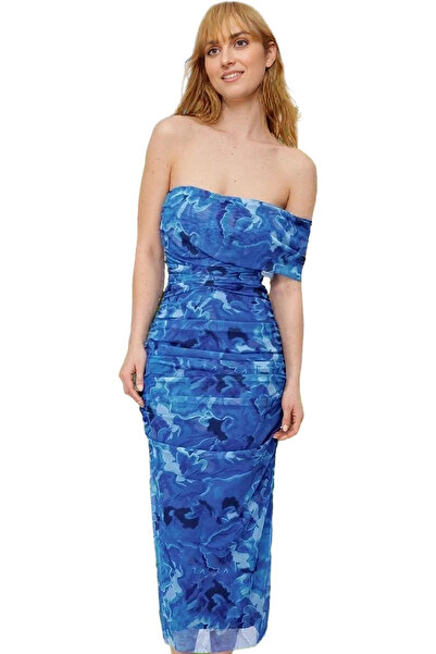 PayBuy Γυναικείο βραδινό φόρεμα μίντι με έναν ώμο με λουλουδάτο μοτίβο καλοκα...