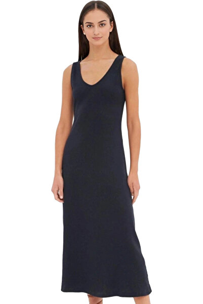 PayBuy Rochie tricotată midi pentru femei, stil casual, culoare, decolteu în ...