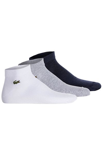Lacoste , Set of Unisex Ankle Socks - 3 Pairs, White, Gray, Dark Blue, 39-42