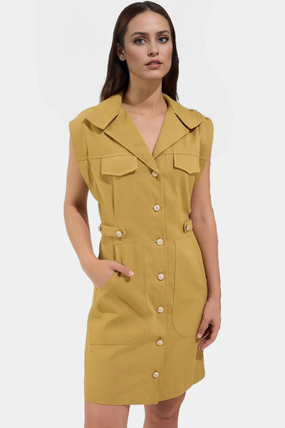 PayBuy Women's Mini Gabardine Dress Cotton Moon Collar Casual Chicness Weekend Summer Indispensable