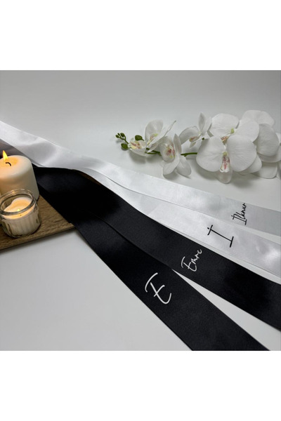 imzatasarım Kişiye Özel Gümüş Baskılı Takı Kurdelesi 6 Cm Eninde 2 Adet Tek U...