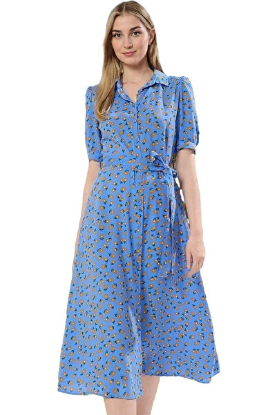 PayBuy فستان نسائي متوسط ​​الطول من القماش اللزج بنمط حيواني، نمط كاجوال لا ي...