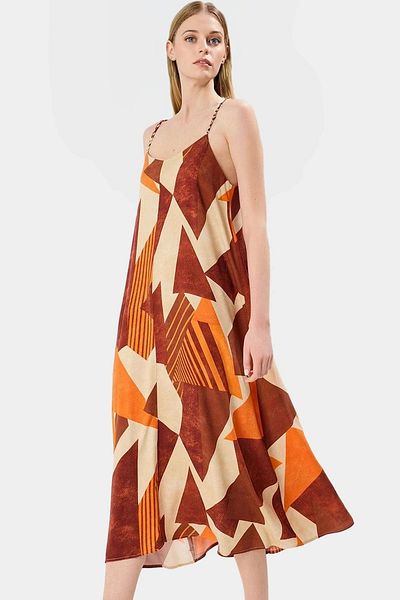 PayBuy Women's Midi Dress Geometric Pattern V Neck Viscose Casual Stylish Weekend Summer Indispensable