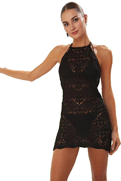 PayBuy Γυναικείο μίνι πλεκτό φόρεμα παραλίας με γιακά καλοκαιρινό βαμβακερό c...