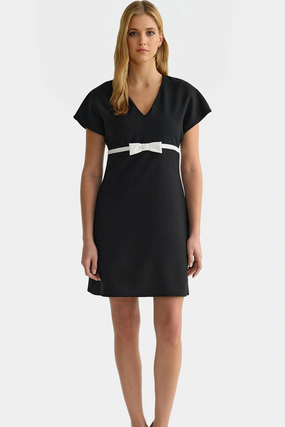 PayBuy Mini rochie de damă, linie A, cu decolteu în V, cu fundă, combinații casual elegante, weekend, material de calitate