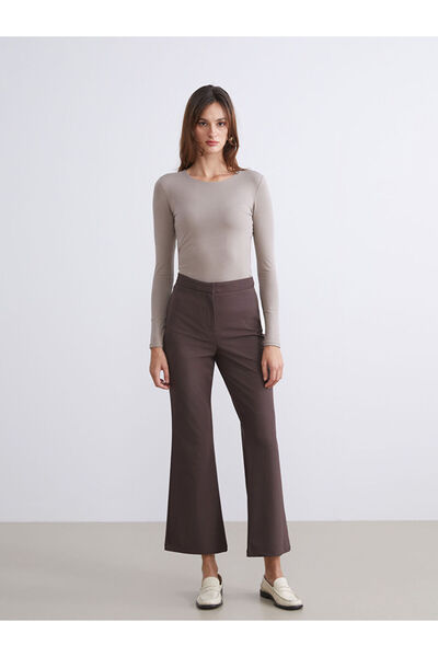 LC Waikiki Brown Slim Fit Spanish Leg Women's Trousers