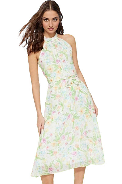 PayBuy Rochie midi în formă de A cu imprimeu floral pentru femei Țesătură din...