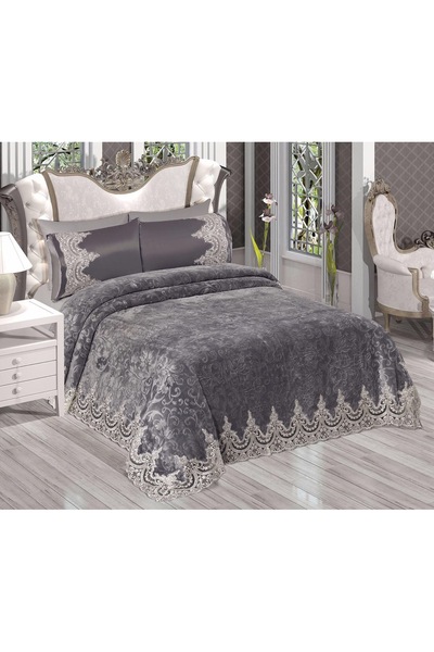 Mavi Kelebek Home ✨   Bridal Blanket –(Without Box)French Shredded & Pearl Embroidered Bedspread ✨