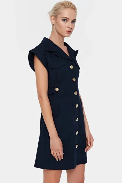 PayBuy Women's Mini Gabardine Dress Cotton Moon Collar Casual Chicness Weekend Summer Indispensable