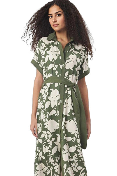 PayBuy Rochie cămașă midi cu model floral pentru femei Țesătură vâscoasă Casu...