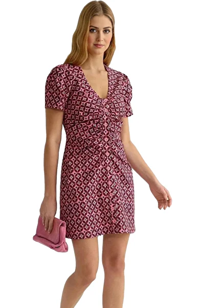 PayBuy Women's Retro Patterned Mini Shirt Dress Lightweight Polyester Summer Casual Style Quality Material