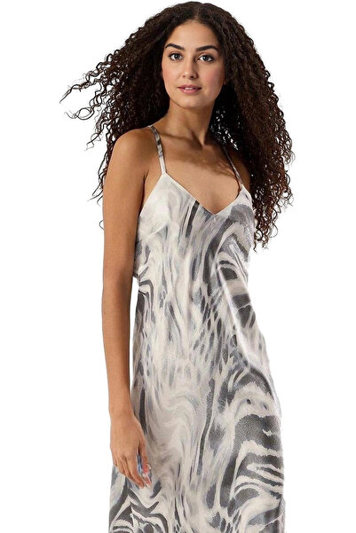 PayBuy Γυναικείο σατέν φόρεμα μίντι μήκους με αφηρημένο σχέδιο αμάνικο ίσιο κ...