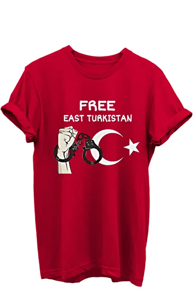 onsrawear Freedom Brotherhood Theme Printed Moon Star Unisex Basic T-Shirt for East Turkestan Uyghur Turks