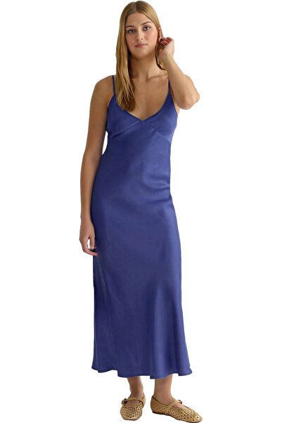 PayBuy Γυναικείο μάξι φόρεμα από σατέν ύφασμα με λαιμόκοψη V με ίσια κοπή Καλ...