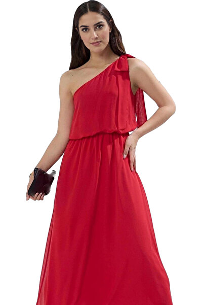 PayBuy Rochie maxi din șifon pentru femei, cu un singur umăr, croială skater,...