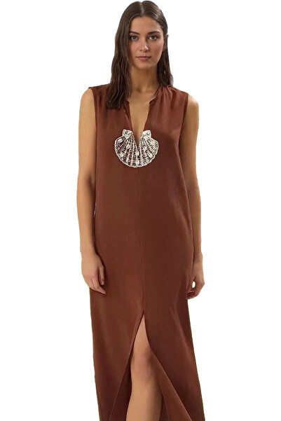 PayBuy Γυναικείο Maxi Linen Look Φόρεμα παραλίας με ένα μανίκι με αξεσουάρ Κα...