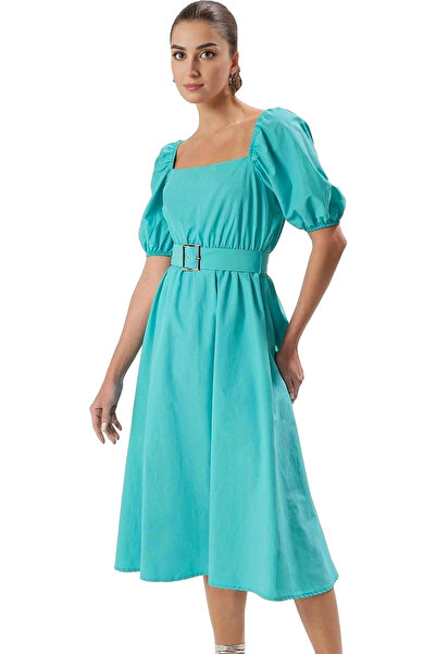 PayBuy Γυναικείο Midi Dress Skater Mold Terrycotton Fabric Ζώνη Λεπτομερές κα...