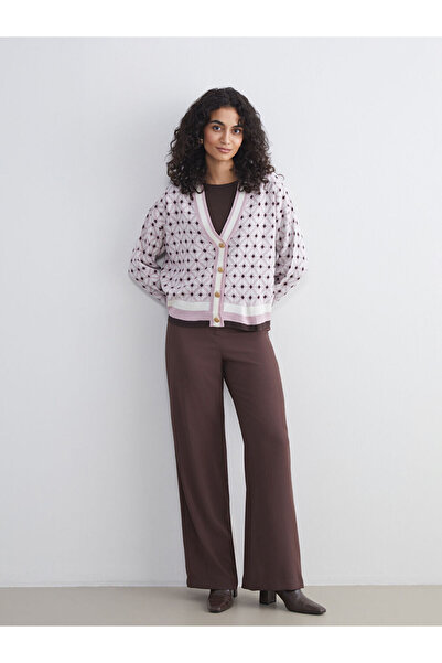 LC Waikiki Brown Wide Leg Pleated Women's Trousers